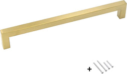 Handgreep Goud 26,8 cm | Vierkant | inclusief bevestigingsbouten | Hartafstand 256mm | Gouden Handgrepen Kast | Meubelhandvat | Landelijke greep | Keukengreep | Hand Grepen | Robuust | Deurgreep Staal | Metaal | Strak | schuifdeur | Handvat |