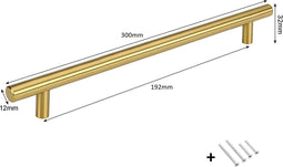 Handgreep Goud 30cm | inclusief bevestigingsbouten | Hartafstand 192mm | Gouden Handgrepen Kast | Meubelhandvat | Landelijke greep | Keukengreep | Hand Grepen | Robuust | Deurgreep Staal | Metaal | Strak Meubelbeslag | schuifdeur | Handvat |