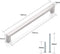 Handgreep RVS Vierkant | 26,8cm | Inclusief bevestigingsbouten | Zilver | Meubelhandvat | greep | Keukengreep | Hand Grepen | Deurgreep Staal | Strak Meubelbeslag | schuifdeur | Handvat | Greep | Schuifdeurgreep | Roestvrij | Hartafstand 256mm