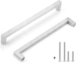Handgreep RVS Vierkant GROOT | 49,2cm | Inclusief bevestigingsbouten | Zilver | Meubelhandvat | greep | Keukengreep | Hand Grepen | Deurgreep Staal | Strak Meubelbeslag | schuifdeur | Handvat | Greep | Schuifdeurgreep | Roestvrij | Hartafstand 480mm