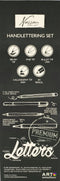 Handlettering set - Nassau Fine Art - Inhoud: Brush tip / Fine tip / Bullet tip 1mm / Calligraphy tip 3mm / 3H potlood