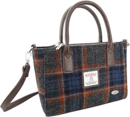 Handtas Brora Grijs en Roestbruin (Rust) - Ritssluiting - Draagband - Harris Tweed - Glen Appin of Scotland