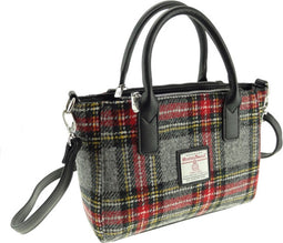 Handtas Brora Grijs met Rood - Ritssluiting - Draagband - Harris Tweed - Glen Appin of Scotland
