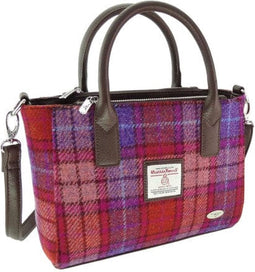 Handtas Brora Oranje Paars Tartan - Ritssluiting - Draagband - Harris Tweed - Glen Appin of Scotland