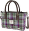 Handtas Brora Paars met Groen Klein Geblokt - Ritssluiting - Draagband - Harris Tweed - Glen Appin of Scotland