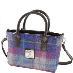 Handtas Brora Paars met Roze - Ritssluiting - Draagband - Harris Tweed - Glen Appin of Scotland