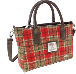 Handtas Brora Rood Groen Tartan - Ritssluiting - Draagband - Harris Tweed - Glen Appin of Scotland