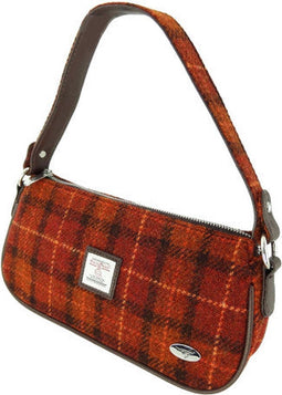 Handtas Duchray Roestbruin rood met Oranje ruit - Clutch - Harris Tweed - Glen Appin of Scotland