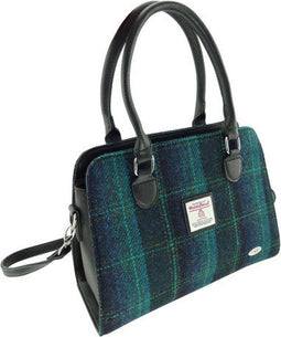 Handtas Findhorn Blauw met Turquoise - Stevig - Draagband - Harris Tweed - Glen Appin of Scotland