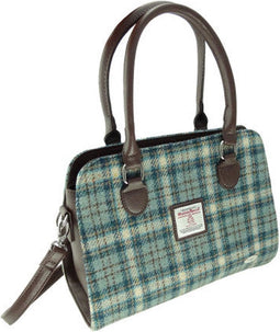 Handtas Findhorn Licht Blauw en Creme (Duck Egg and Cream) - Stevig - Draagband - Harris Tweed - Glen Appin of Scotland