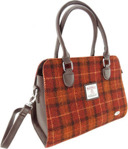Handtas Findhorn Oranje Geruit (Orange Overcheck) - Stevig - Draagband - Harris Tweed - Glen Appin of Scotland