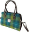 Handtas Findhorn Zeeblauw en Limegroen - Stevig - Draagband - Harris Tweed - Glen Appin of Scotland