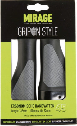 Handvatpaar Mirage Grips in style #45 - 132/100 mm met lockring - zwart / grijs