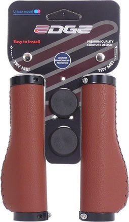 Handvatset Edge Leer incl Lockring - camel brown- 135/135mm (winkelverpakking)