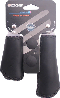 Handvatset Edge Leer - zwart - 135/92mm (winkelverpakking)