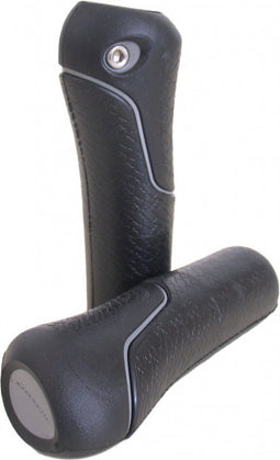 Handvatset Fiets Gazelle Hybride- zwart met zilveren bies