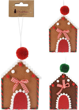Hangdeco huis cookie 16 cm 2ass kerstversiering