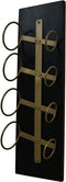 Hangend wijnrek 4 flessen - 20x13x65 - Zwart/goud - Mangohout/metaal