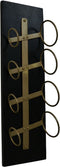 Hangend wijnrek 4 flessen - 20x13x65 - Zwart/goud - Mangohout/metaal