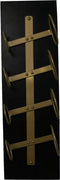 Hangend wijnrek 4 flessen - 20x13x65 - Zwart/goud - Mangohout/metaal