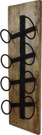 Hangend wijnrek 4 flessen - 20x14x65 - Naturel/zwart - Mangohout/metaal