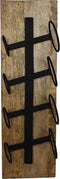 Hangend wijnrek 4 flessen - 20x14x65 - Naturel/zwart - Mangohout/metaal