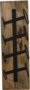 Hangend wijnrek 4 flessen - 20x14x65 - Naturel/zwart - Mangohout/metaal