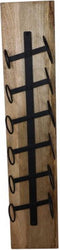 Hangend wijnrek 6 flessen - 20x13x100 - Naturel/zwart - Mangohout/metaal