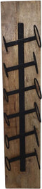 Hangend wijnrek 6 flessen - 20x13x100 - Naturel/zwart - Mangohout/metaal