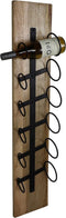 Hangend wijnrek 6 flessen - 20x13x100 - Naturel/zwart - Mangohout/metaal