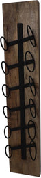 Hangend wijnrek 6 flessen - 20x13x100 - Naturel/zwart - Mangohout/metaal