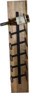 Hangend wijnrek 6 flessen - 20x13x100 - Naturel/zwart - Mangohout/metaal