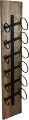 Hangend wijnrek 6 flessen - 20x13x100 - Naturel/zwart - Mangohout/metaal