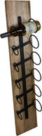 Hangend wijnrek 6 flessen - 20x13x100 - Naturel/zwart - Mangohout/metaal