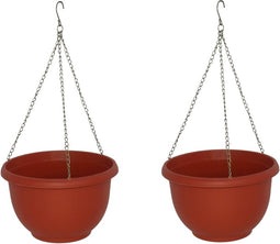 HANGENDE PLANTENBAK BLOEMPOT MET KETTING diameter 25cm-set 2 stuks