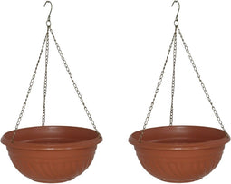 HANGENDE PLANTENBAK BLOEMPOT MET KETTING diameter 26cm-set 2 stuks