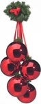 Hangende rode kerstballen 5 stuks 10 cm met groen