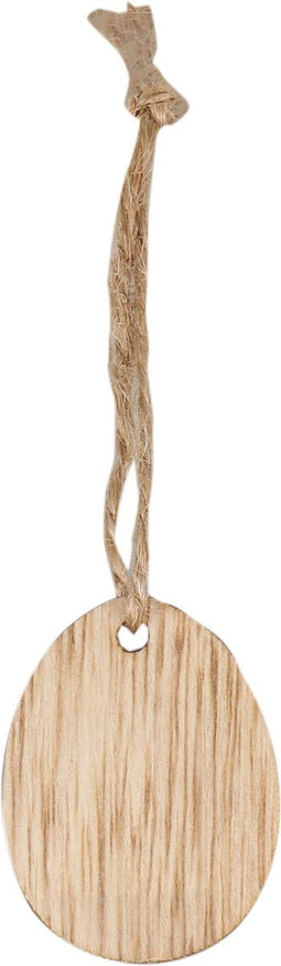 Hanger | hout | met koord | 4.5x3.5cm | Paasei | naturel | 36 stuks