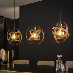 Hanglamp 3 Lampen - Cosmos Mesh - Artic Zwart - Metaal - Glas - 3 Lichts - Rond - Woonkamer - Keuken - In Hoogte Verstelbaar tot 150 cm - Exclusief Lichtbron - Voedingstype Netstroom