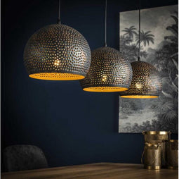 Hanglamp 3 Lampen - Punch - Ray - Zwart/Bruin - Metaal - Woonkamer - Keuken - Vintage Touch - Voedingstype Netstroom - Exclusief Lichtbron - In Hoogte Verstelbaar - 220 V