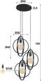 Hanglamp 3 Lampen - Turn Around - Metaal - Getrapt - Charcoal - Woonkamer - Keuken - Industrieel - Max. Wattage: 40 - In Hoogte Verstelbaar - E27 Fitting - Voedingstype Netstroom