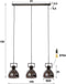 Hanglamp 3L industry chromed glass - Oud zilver