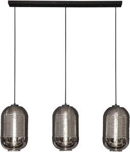 Hanglamp 3L tub chromed glass - Artic zwart