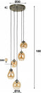 Hanglamp 5 Lampen - Philip Mix - 5 lichts - Amberkleurig Glas - Ovaal - Woonkamer - Keuken - In Hoogte Verstelbaar - Exclusief Lichtbron - Voedingstype Netstroom
