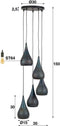 Hanglamp 5 Lampen - Punch - Ray - Zwart/Bruin - Metalen Frame - Woonkamer - Keuken - Slaapkamer - Voedingstype Netstroom - Exclusief Lichtbron - In Hoogte Verstelbaar