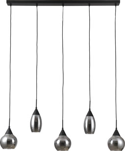 Hanglamp, 5-lichts, H340 smoke glas