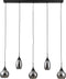 Hanglamp, 5-lichts, H340 smoke glas