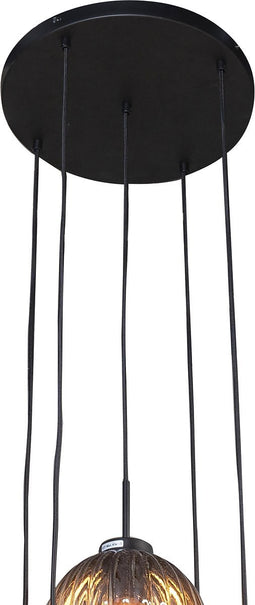 Hanglamp, 5-lichts, H340 smoke glas