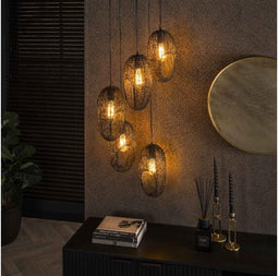 Hanglamp 5L open oog wire - Artic zwart