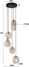 Hanglamp 5L patch pattern getrapt - Diamond glass